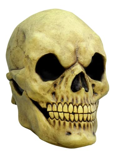 Vergilbter Schädel Maske des Grauens aus Latex - Erwachsenen Grusel Skelett Kostüm Vollmaske - ideal für Halloween, Karneval, Motto- & Grusel-Party von Maskworld