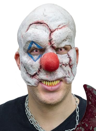 Vernarbter Horror-Clown Maske aus Latex - Halbmaske - Gruselmaske - ideal für Halloween, Karneval, Motto- & Grusel-Party von Maskworld