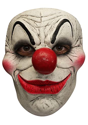 Wulstiger Clown Maske des Grauens aus Latex - Erwachsenen Grusel Clown Kostüm Halbmaske - ideal für Halloween, Karneval, Motto- & Grusel-Party von Maskworld