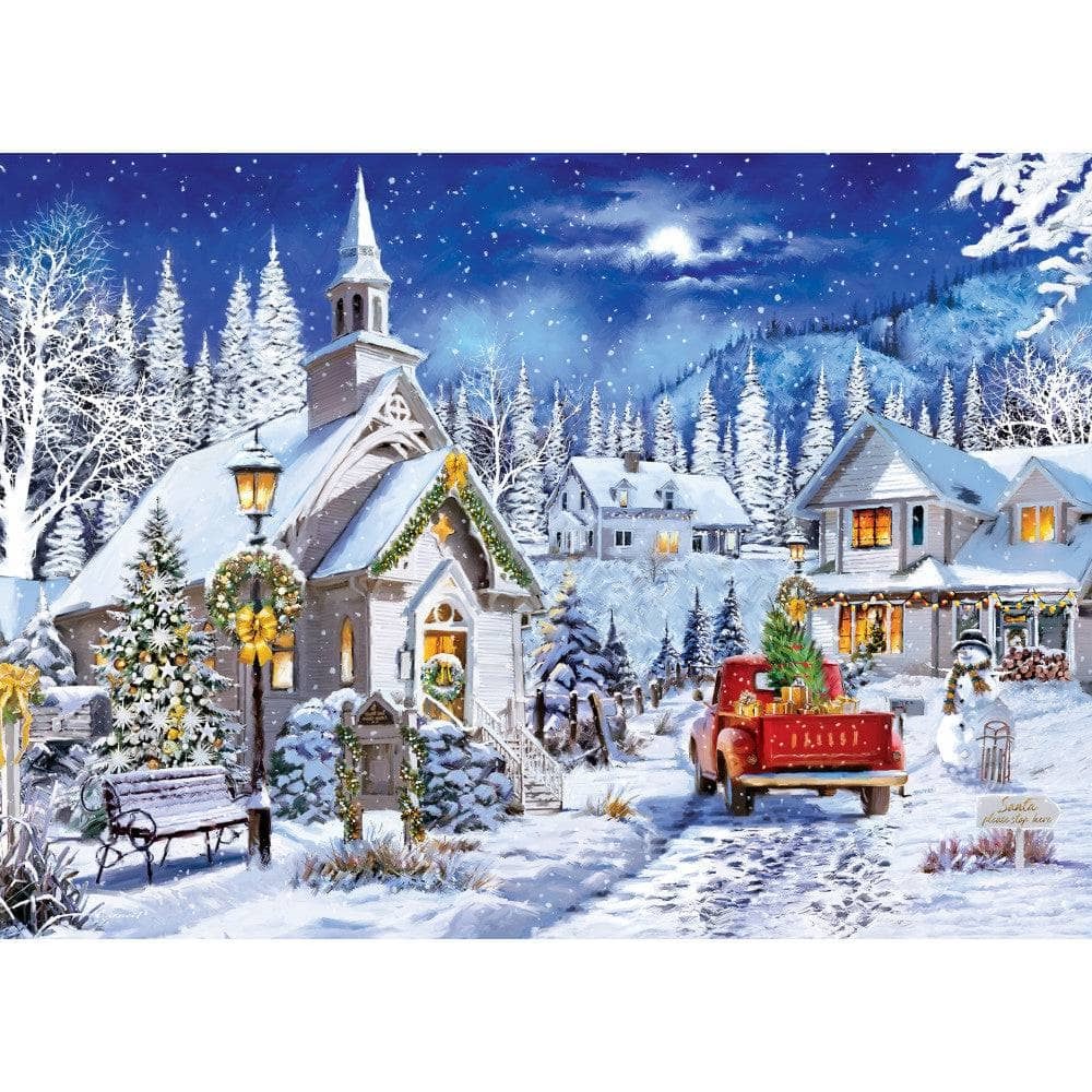 Master Pieces Holiday Glitter & Gold - Kapelle im Winter 1000 Teile Puzzle Master-Pieces-72578 von Master Pieces