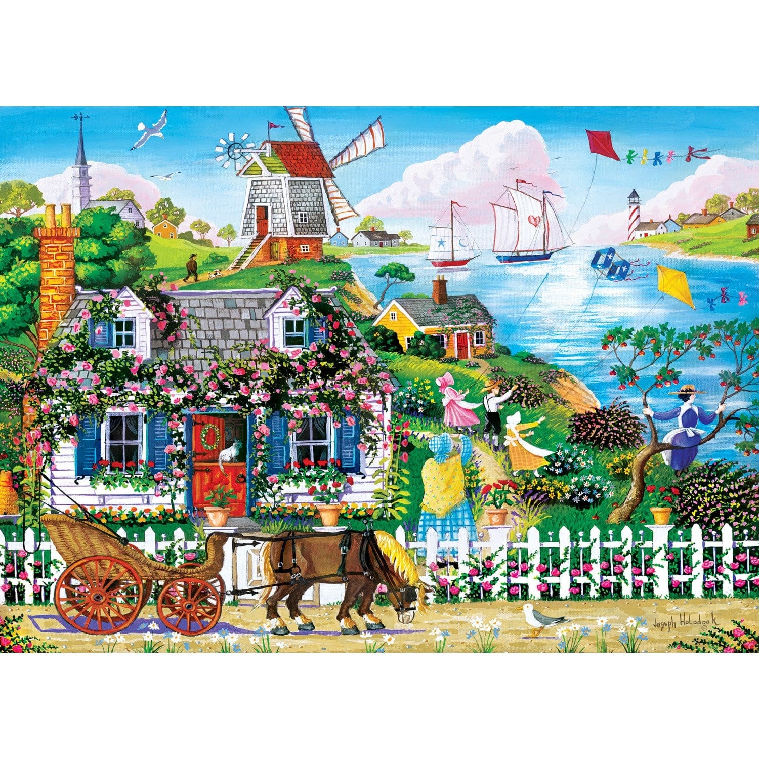 Master Pieces Hometown Gallery - Rambling Rose Cottage 1000 Teile Puzzle Master-Pieces-72124 von Master Pieces