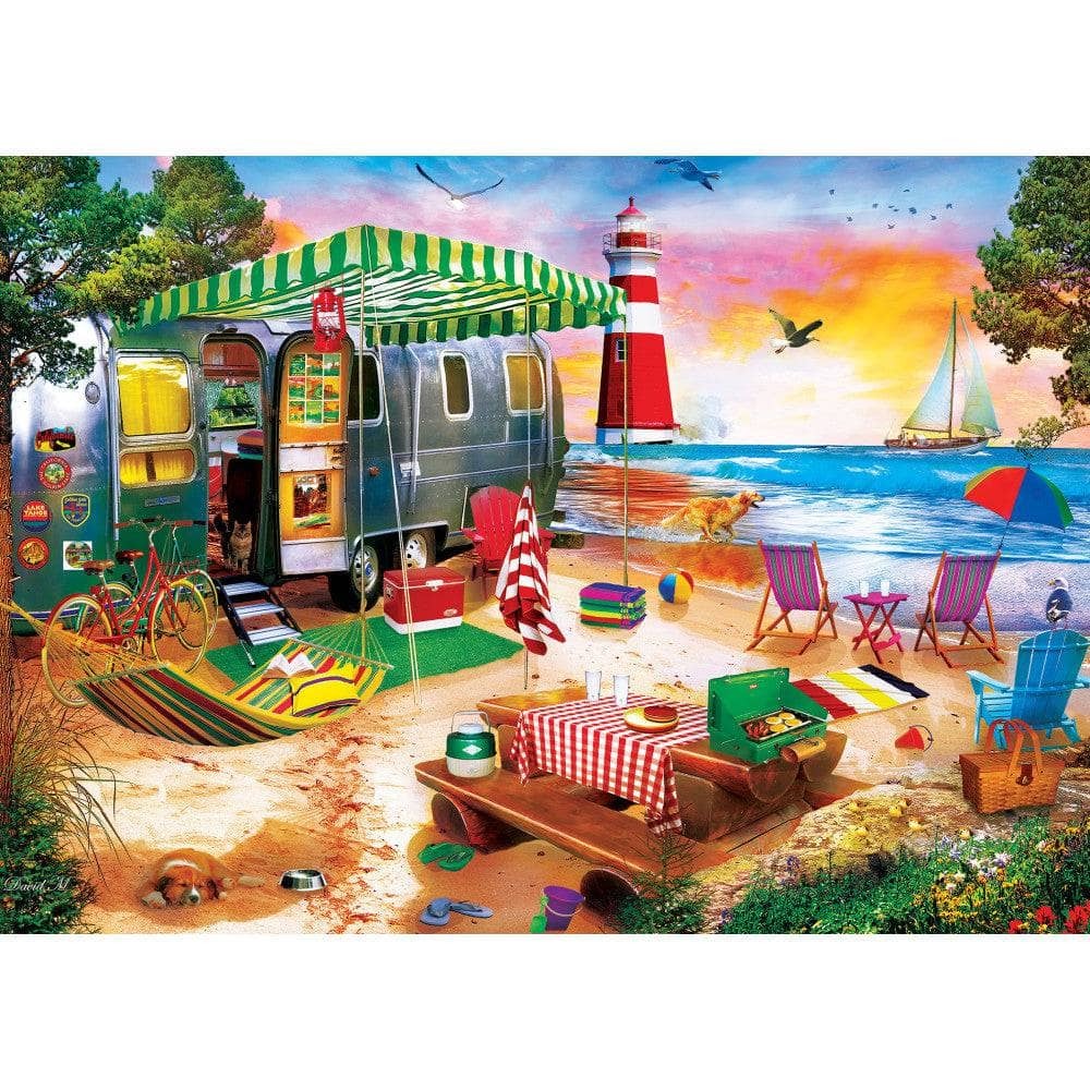 Master Pieces Paradise Beach - Camping an der Küste 500 Teile Puzzle Master-Pieces-32119 von Master Pieces