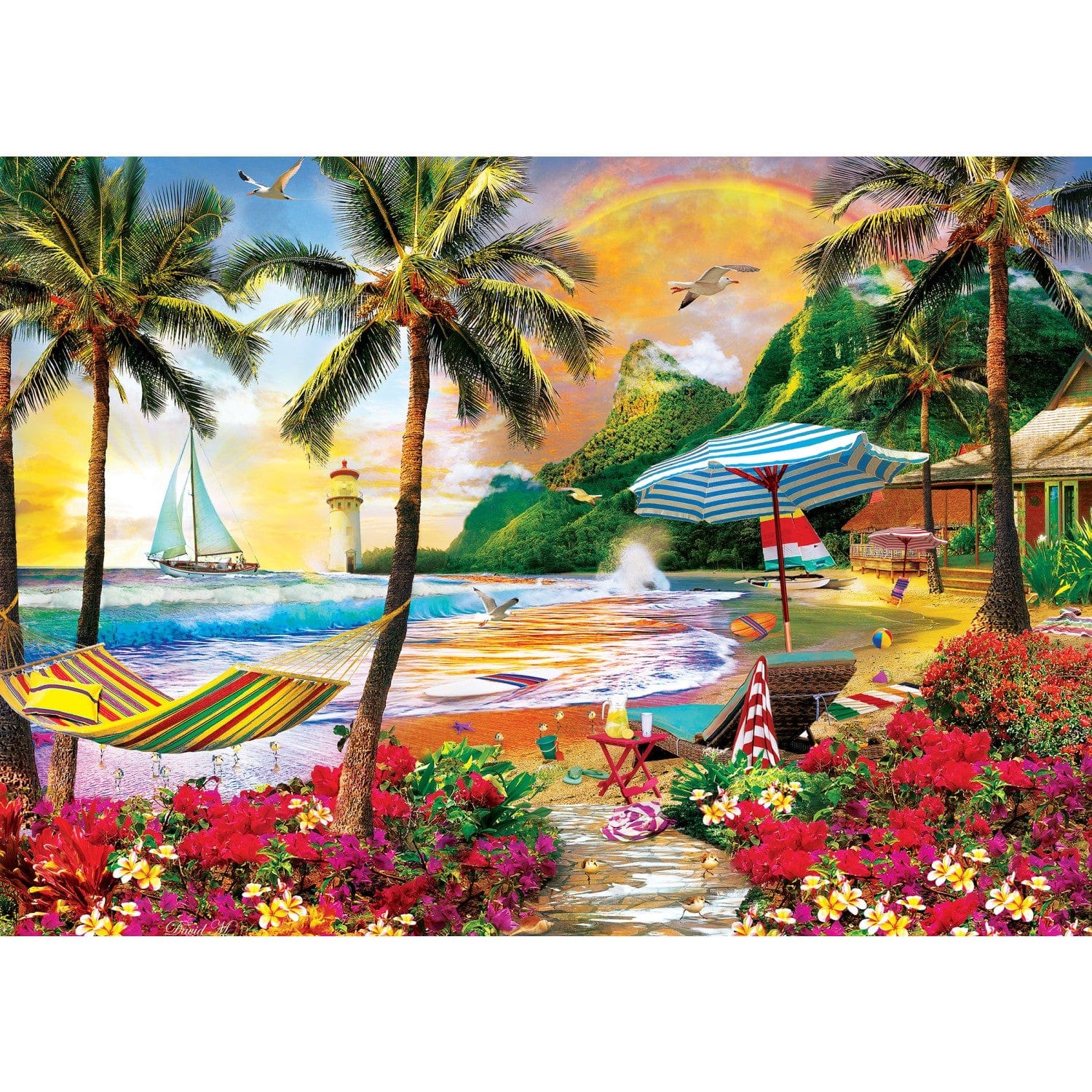 Master Pieces Paradise Beach - Hawaiianisches Leben 500 Teile Puzzle Master-Pieces-32117 von Master Pieces