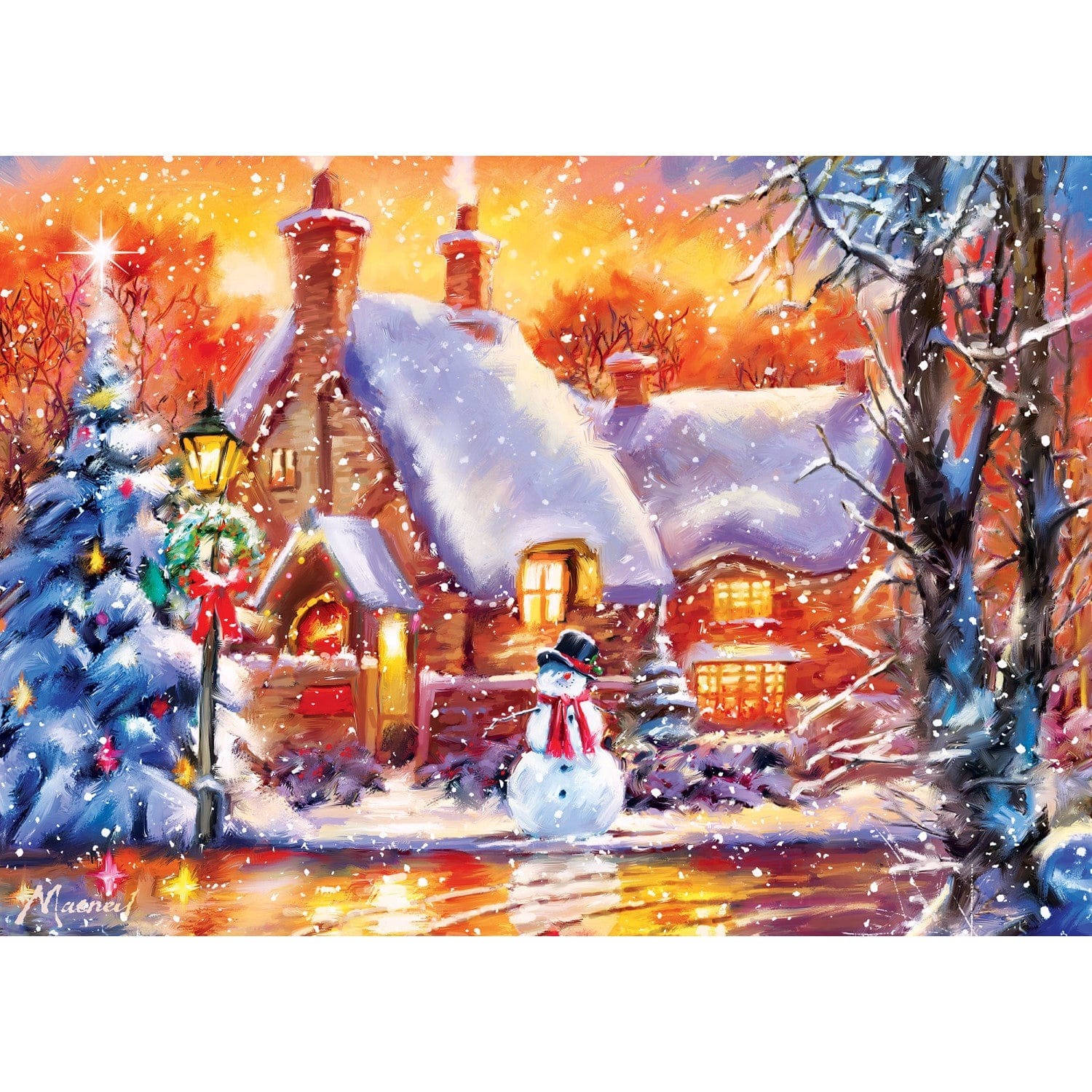 Master Pieces Sparkle & Shine - Snowman Cottage - Glitzer Puzzle 500 Teile Puzzle Master-Pieces-32015 von Master Pieces