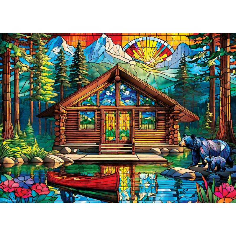 Master Pieces Stained Glass - Einsames Cottage 1000 Teile Puzzle Master-Pieces-72503 von Master Pieces