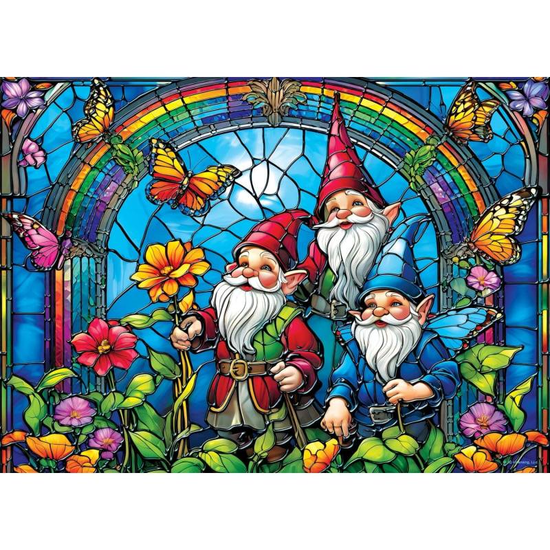 Master Pieces Stained Glass - Glückliche Gartenzwerge 1000 Teile Puzzle Master-Pieces-72504 Master Pieces Stained Glass - Glückliche Gartenzwerge 1000 Teile Puzzle Master-Pieces-72504 von Master Pieces