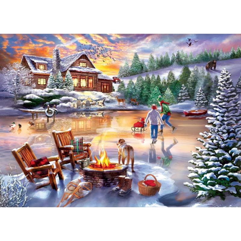 Master Pieces Time Away - Schlittschuhlaufen am Abend 1000 Teile Puzzle Master-Pieces-72055 von Master Pieces