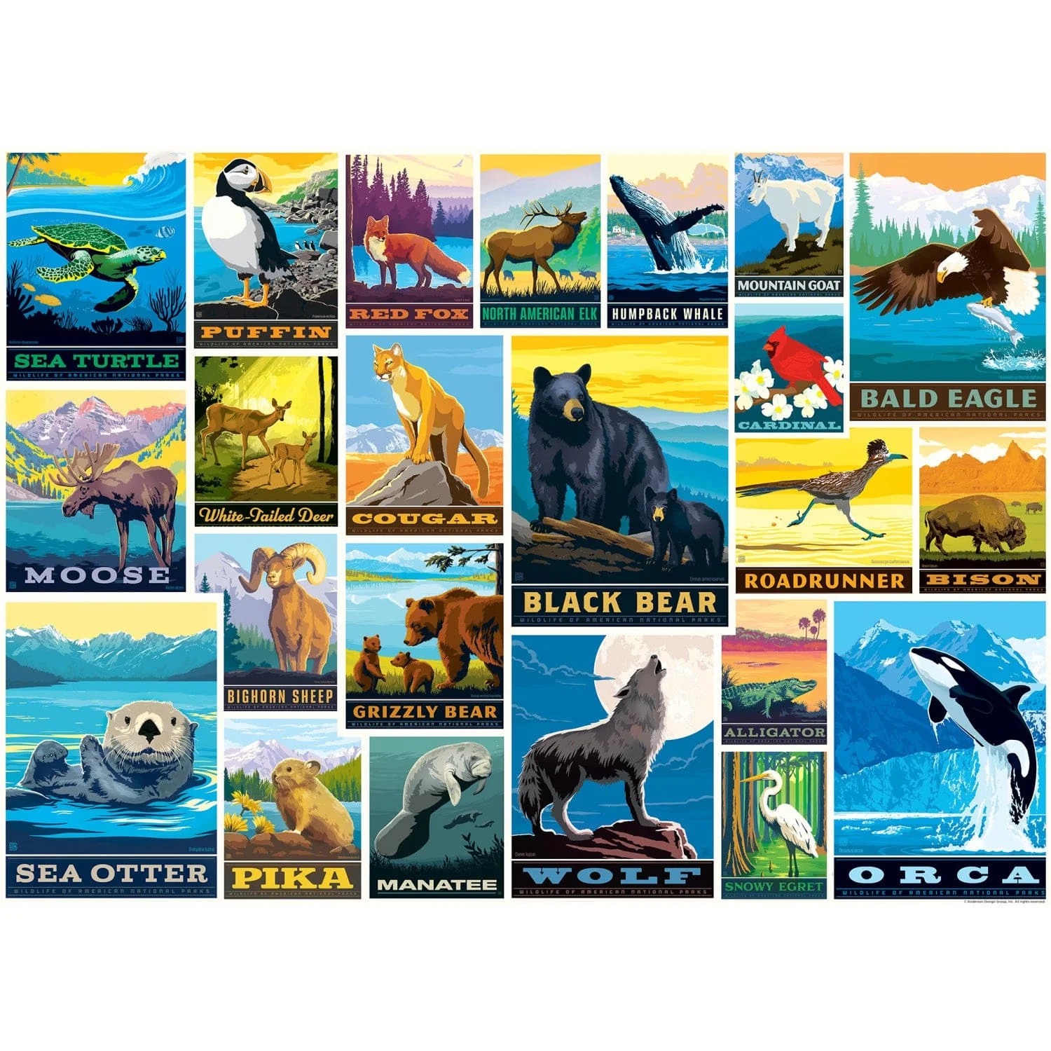 Master Pieces Vintage Poster - Wildes Leben 1000 Teile Puzzle Master-Pieces-72518 von Master Pieces