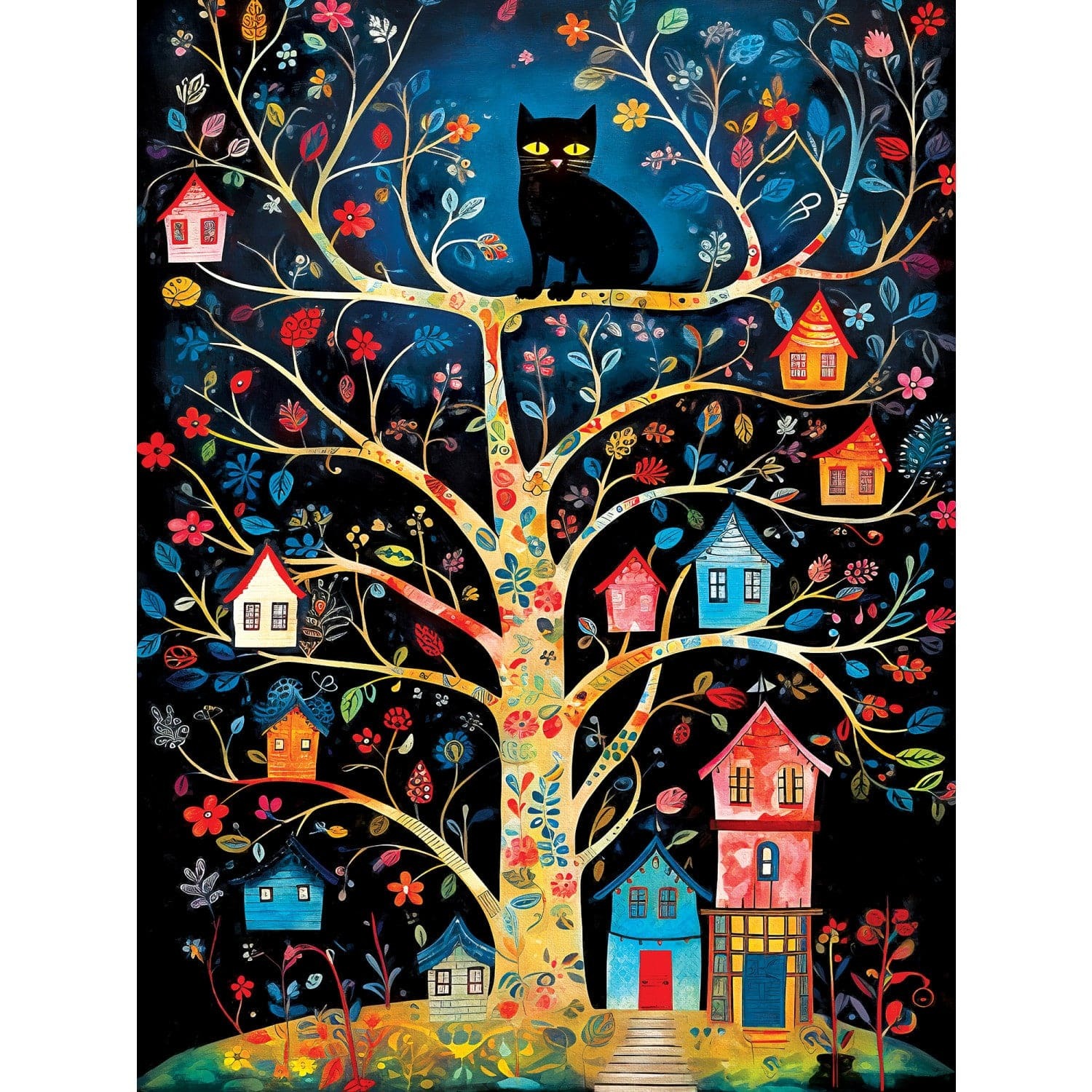 Master Pieces XXL Teile - Black Cats - Birdhouse Kingdom - EZ Grip 300 Teile Puzzle Master-Pieces-32522 von Master Pieces