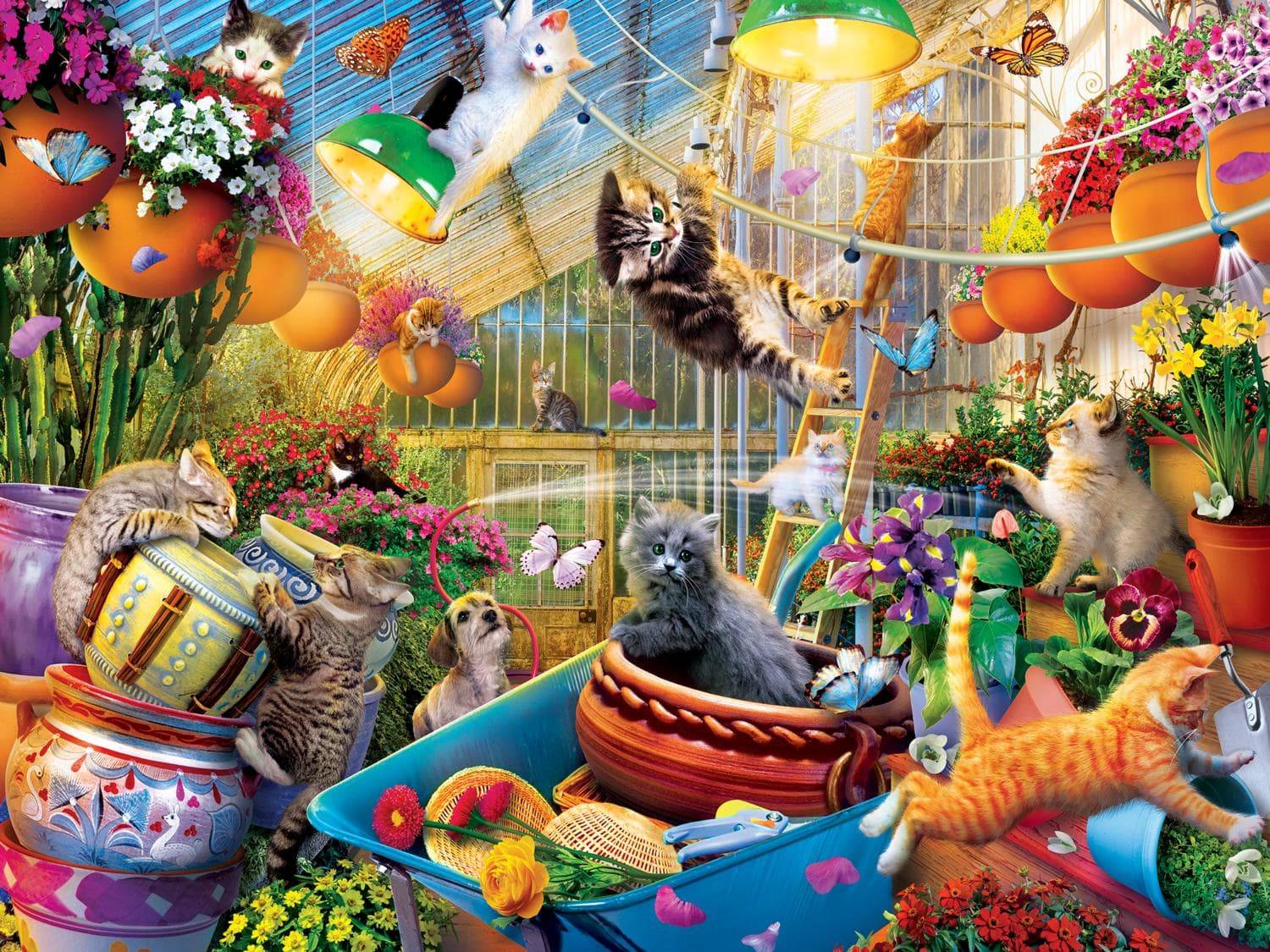 Master Pieces XXL Teile - Glow in the Dark - Im Gewächshaus geht's rund - EZ Grip 300 Teile Puzzle Master-Pieces-32534 von Master Pieces