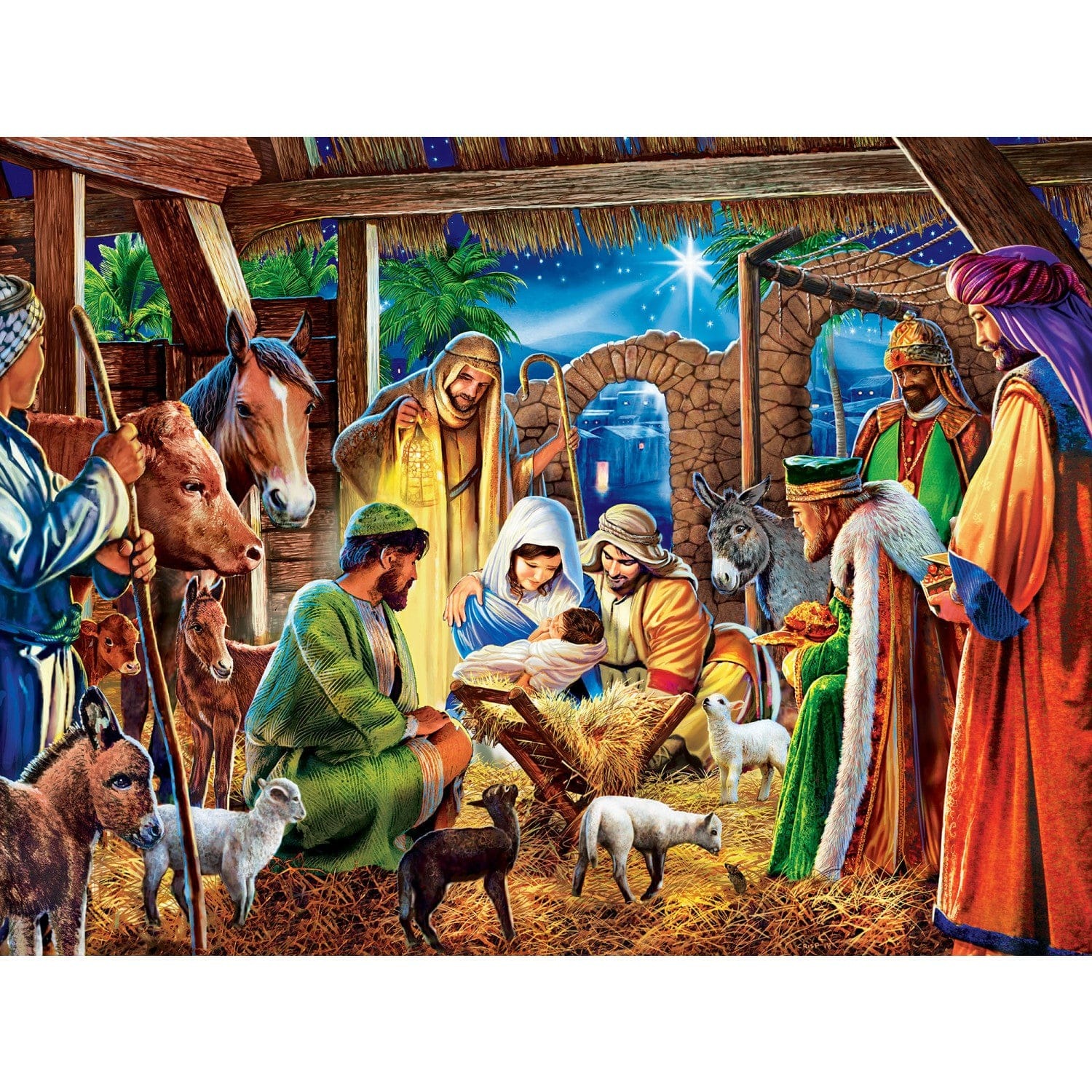 Master Pieces XXL Teile - Happy Holidays - Away in a Manger - EZ Grip 300 Teile Puzzle Master-Pieces-31912 von Master Pieces