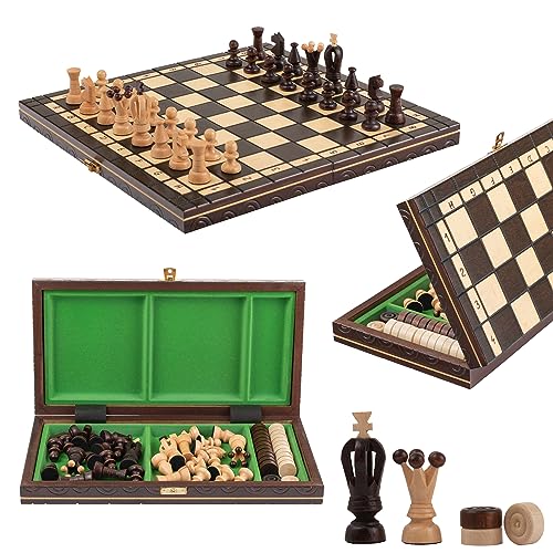Great Kingdom Schach Spiel und Dame Spiel | Master of Chess Farbe Brune | Chess Set 35cm | Qualität Reise Schachspiel- Handgemachtes Tragbares Schach für Kinder und Erwachsene Great Kingdom Schach Spiel und Dame Spiel | Master of Chess Farbe Brune | Chess Set 35cm | Qualität Reise Schachspiel- Handgemachtes Tragbares Schach für Kinder und Erwachsene von Master of Chess