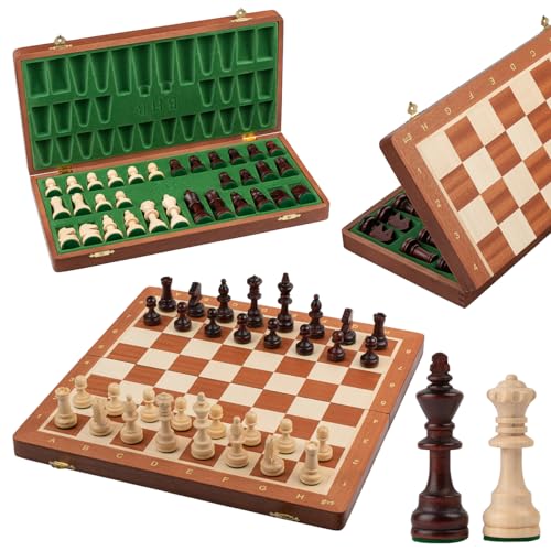 Professionelles Tournament Schach Spiel Set NO. 4 | Master Of Chess | Intarsien Edles Schachbrett 42 cm | Schachspiel Holz Hochwertig - Staunton Chess Set für Kinder und für Erwachsene von Master of Chess