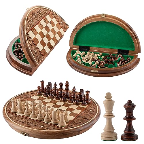 Master of Chess Wunderschönes Rubinfarbenes, dekoratives, geformtes und handgefertigtes Schachspiel aus Holz von Master of Chess