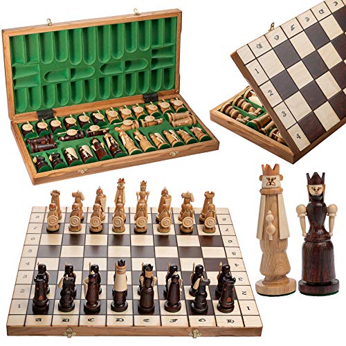 Exklusive MAGNAT 56cm einzigartige mittelalterliche Holz Schachspiel von Master of Chess