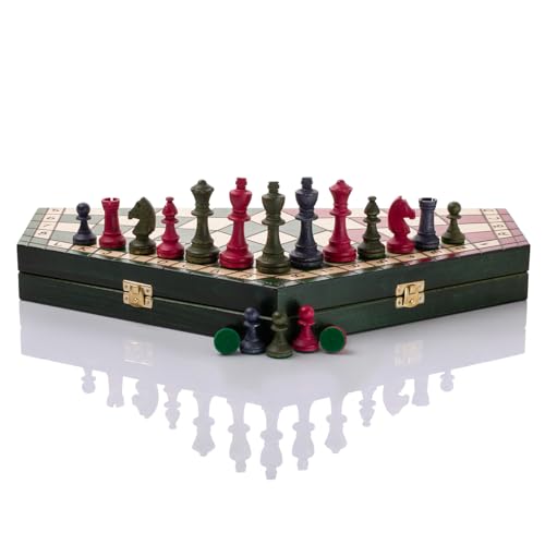 Great Kingdom Schach Spiel und Dame Spiel | Master of Chess Farbe Blau |  Chess Set 35cm | Qualität Reise Schachspiel- Handgemachtes Tragbares Schach