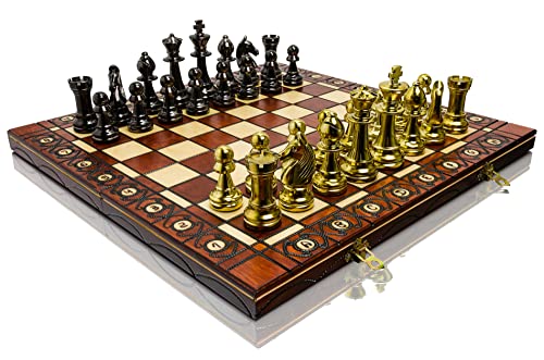 GOLDEN & Silber Staunton 40cm / 16in Chrom Kunststoff Staunton Nr.5 Figuren Schachspiel, Schachbrett aus Holz, Metall geladen, Schachspiel… (Golden) von Master of Chess