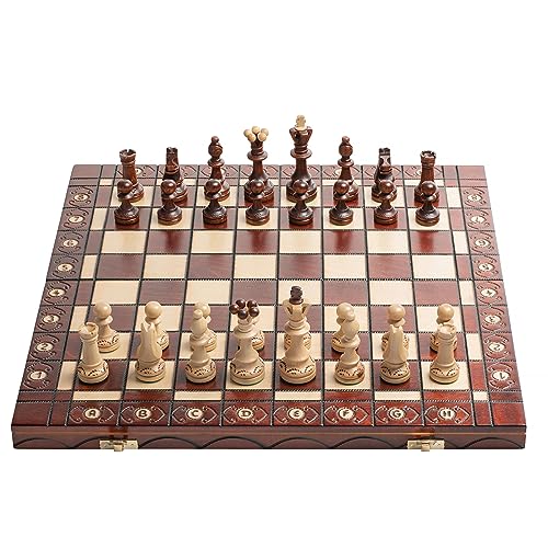 Großen Senator 41cm x 41cm / 16" aus Holz Schachspiel. Ornamente auf Schach verbrannt Board und Schachfiguren von Master of Chess