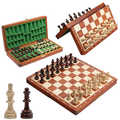 Großes Reiseschach Magnetisch Turnierholz | Master of Chess | Schach Brett 28 cm | Handgefertigt Schachspiel Holz Edel für Erwachsene und Kinder - Travel Chess von Master of Chess