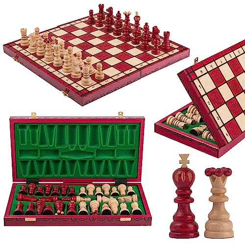 Handgefertigt Schachbrett Holz Klappbar | Master of Chess Schachspiel Holz Rote | Chess Set 42cm | Klassisches Familienschach - Schachbrett mit Figuren Handgefertigt Schachbrett Holz Klappbar | Master of Chess Schachspiel Holz Rote | Chess Set 42cm | Klassisches Familienschach - Schachbrett mit Figuren von Master of Chess
