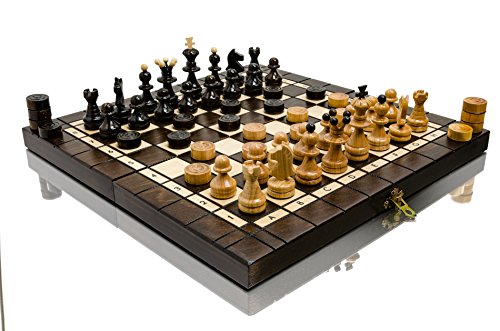 Master of Chess Olympic 35cm Cherry Tournament Holz Schach und Dame Set für Erwachsene und Kinder von Master of Chess