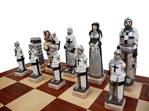 Luxus Crusade Holz Schachspiel. Klappbare eingelegten Schach Brett 60 x 60cm und Marmor handbemalte Stücke! von Master of Chess