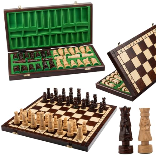 Luxus GIEWONT 50x50cm. Erstaunlich, hölzerne Schach Set mit gewogenen Stücke gehauen!!! von Master of Chess