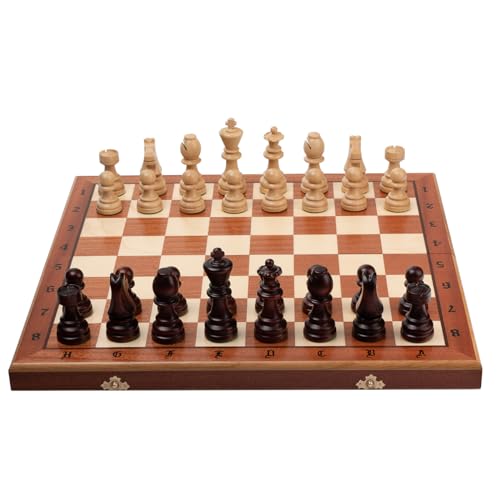 Riesig Tournament Schach Spiel Set NO. 7 | Master Of Chess | Edles Schachbrett Groß 50cm | Mahagoni und Sykomore Schachspiel Holz Hochwertig - Staunton Chess Set für Alle von Master of Chess