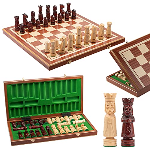 Master Of Chess Schach-Set aus Holz, 56 x 56 cm Jedes Schachstück von Hand geschnitzt. von Master of Chess