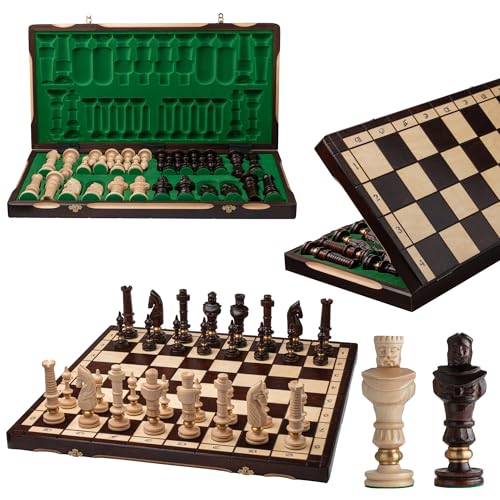 Master of Chess Absolut erstaunlich ROYAL LUX Exklusives Schachspiel aus Holz, 65 x 65 cm - Handgeschliffen mit Messingringen von Master of Chess