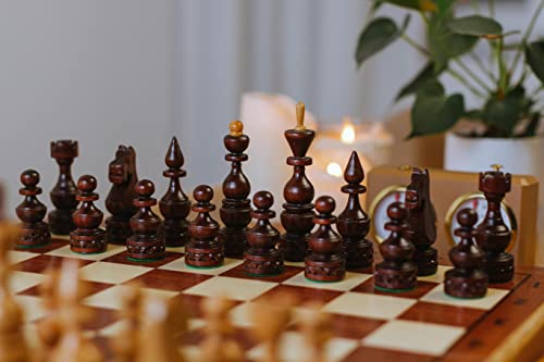 Master of Chess EMPIRE Luxus Holz Schachset Kirschbaum große Schachfiguren & 50x50cm eingelegtes Schachbrett für Kinder und Erwachsene von Master of Chess