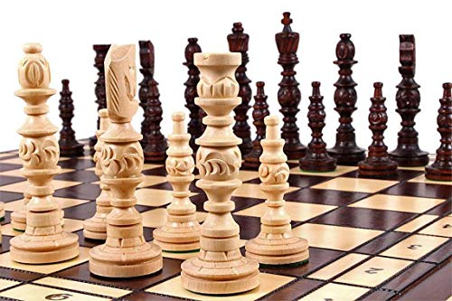 Master of Chess Galant Schachspiel aus Holz, handgeschnitzt, 58 x 58 cm, handgefertigt, extra großes Schachbrett und geformte Stücke, grün von Master of Chess