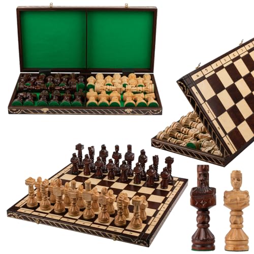 Brandneu Handgefertigt Reise Schachspiel aus Holz 27cm X 27cm in Europa 