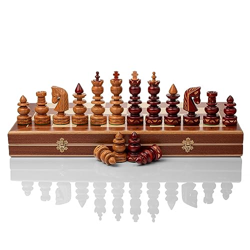 Master of Chess Luxus BIZANT 59cm / 23in Intarsien aus Holz Schachspiel, Byzantium, handgefertigte Klassische Schachspiel mit Kirsche Schachfiguren von Master of Chess