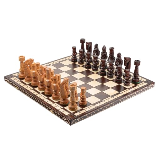 Master of Chess Luxus Caesar Exclusive Holz Schachspiel 60 x 60 cm Hand geschnitzt Kirschholz Schachfiguren von Master of Chess