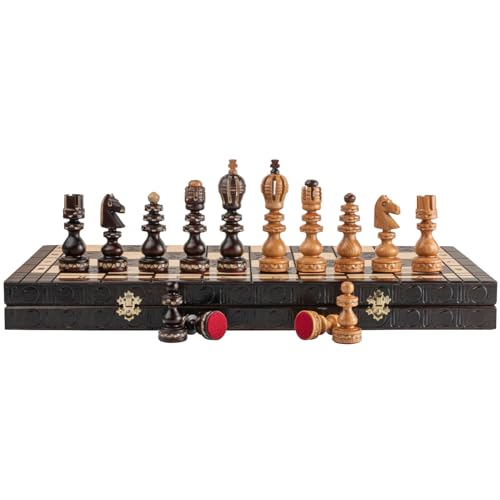 Master of Chess Luxus Salvator Kirschholz Schachspiel 60 x 60 cm Superb Schachbrett & Handgeschnitzte Schachfiguren von Master of Chess