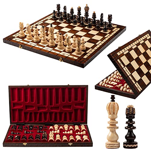 Master of Chess Luxus Salvator Bergahorn Schachset aus Holz, 60 x 60 cm, mit hervorragendem Schachbrett und handgeschnitzten Schachfiguren von Master of Chess