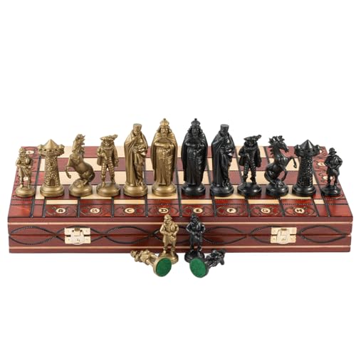 Master of Chess Medieval Black & Gold Schachspiel, 41 x 41 cm, dekoratives Schachspiel, Kunststoffteile und großes Schachbrett aus Holz, für Erwachsene und Kinder Master of Chess Medieval Black & Gold Schachspiel, 41 x 41 cm, dekoratives Schachspiel, Kunststoffteile und großes Schachbrett aus Holz, für Erwachsene und Kinder von Master of Chess