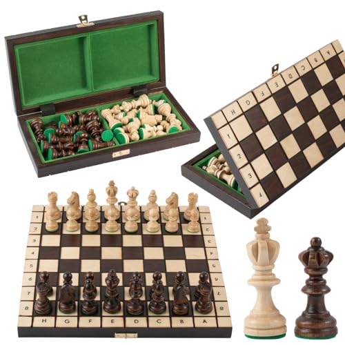 Olympisches Schach Spiel | Master of Chess | Klein Holz Edles Schachbrett 30 cm / 11,8 inch | Turnier Schachspiel Holz Hochwertig für Kinder und für Erwachsene von Master of Chess