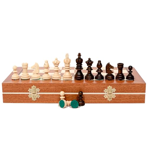Olympisches Schach Spiel | Master of Chess | Holz Edles Schachbrett 35cm / 14inch | Turnier Schachspiel Holz Hochwertig für Kinder und für Erwachsene von Master of Chess