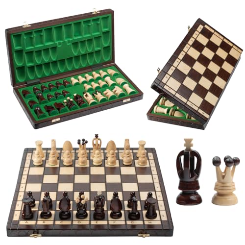 ROYAL Chess Set | Master of Chess | Schachbrett Holz Hochwertig 44cm / 17in | Handgemachtes Schachbrett mit Figuren Großes Schachspiel Holz für Erwachsene und für Kinder von Master of Chess