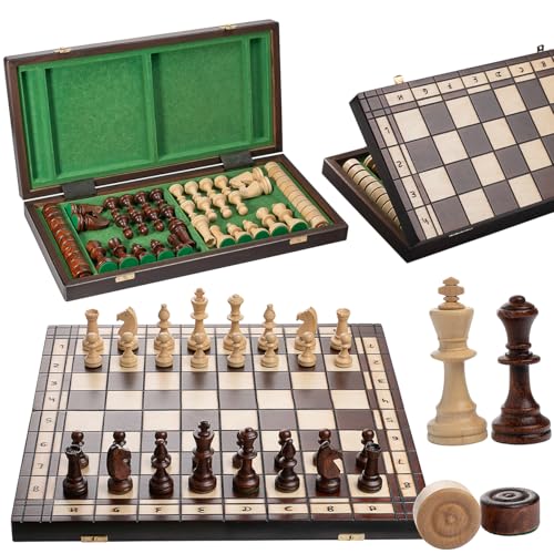 Master of Chess Professional Tournament Nr. 5 Schach- und Damenspiel aus Holz, Deluxe-Schachspiel mit großen Metallteilen und Nebel für Kinder und Erwachsene Master of Chess Professional Tournament Nr. 5 Schach- und Damenspiel aus Holz, Deluxe-Schachspiel mit großen Metallteilen und Nebel für Kinder und Erwachsene von Master of Chess