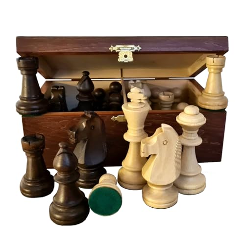 Klassisches Staunton Chess Pieces NO.6 in Mahagoni Box | Master of Chess | Gewichtete nur Schachfiguren Holz - Handgemachtes Championship Chess Set Ohne Schach Brett von Master of Chess