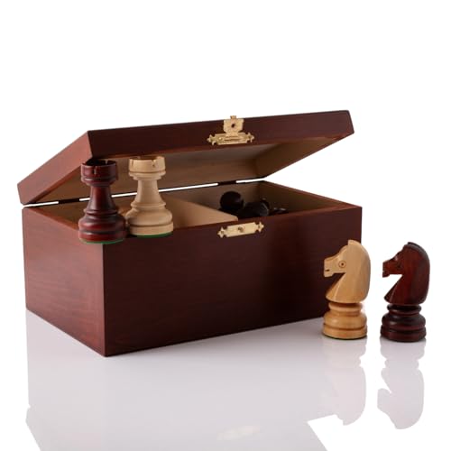 Tournament Chess Pieces in Luxus Box | Master of Chess | Gewichtete nur Schachfiguren Holz - Handgemachtes Championship Chess Set Ohne Schach Brett (No.7 in Mahagoni Box) von Master of Chess