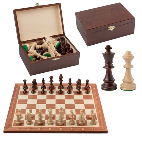 Master of Chess Professionelles Turnier Nr. 5 Schachspiel-Set aus Holz, 48 cm, Schachbrett und Staunton Nr. 5 Schachfiguren von Master of Chess