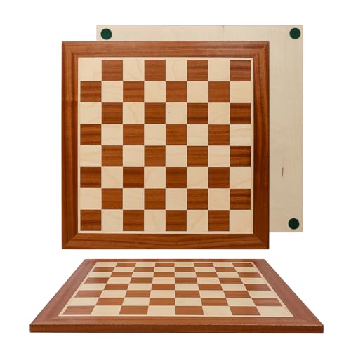 Klassisches Schachbrett Holz Hochwertig | Master of Chess | Sauberes Inarsia Brett 48 cm | Professionelles Sykomore - Mahagoni Turnier Schachbrett NO.5 von Master of Chess