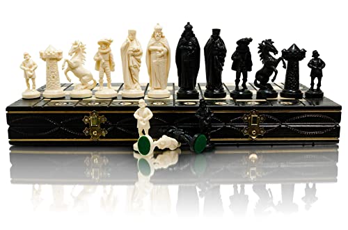Master of Chess Black & White Edition Schachspiel Holzbrett/Kunststoffteile. (Mittelalterliche), 2 Spieler von Master of Chess