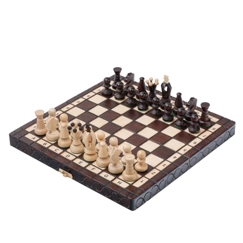 ROYAL Chess Set | Master of Chess | Schachbrett Holz Hochwertig 30cm | Handgemachtes Schachbrett mit Figuren Klein Schachspiel Holz für Kinder und für Erwachsene von Master of Chess