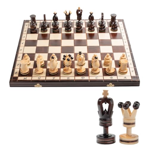 Atemberaubendes Royal Gambit Großes Schachspiel aus Holz, eingelegt, Royal 50 cm/20 Zoll, Deluxe-Schachbrett und Schachfiguren für Erwachsene und Kinder Atemberaubendes Royal Gambit Großes Schachspiel aus Holz, eingelegt, Royal 50 cm/20 Zoll, Deluxe-Schachbrett und Schachfiguren für Erwachsene und Kinder von Master of Chess
