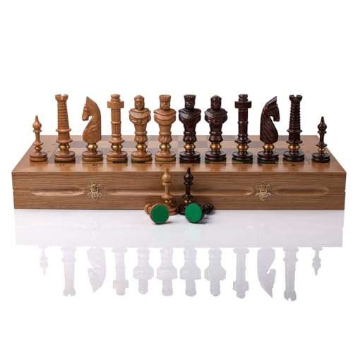 Royal Lux Exklusives Schach-Set, Holz, 65 x 65 cm, handgeschnitzt mit Messingringen (Deluxe Edition) von Master of Chess